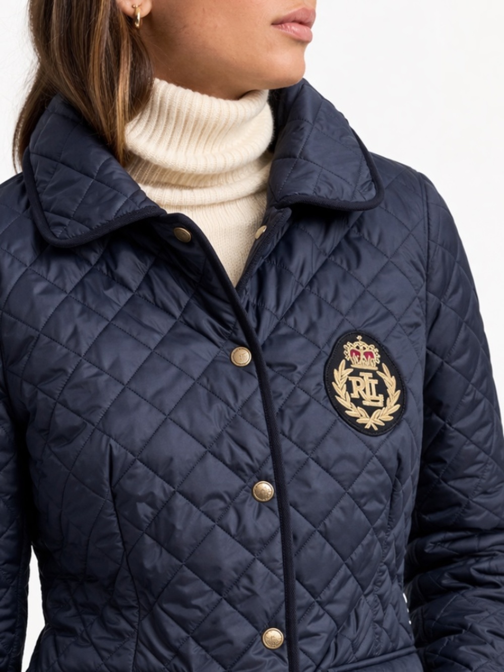 Ralph Lauren Quilted Jacket Navy Lightweight Equestrian Classic Women Size M